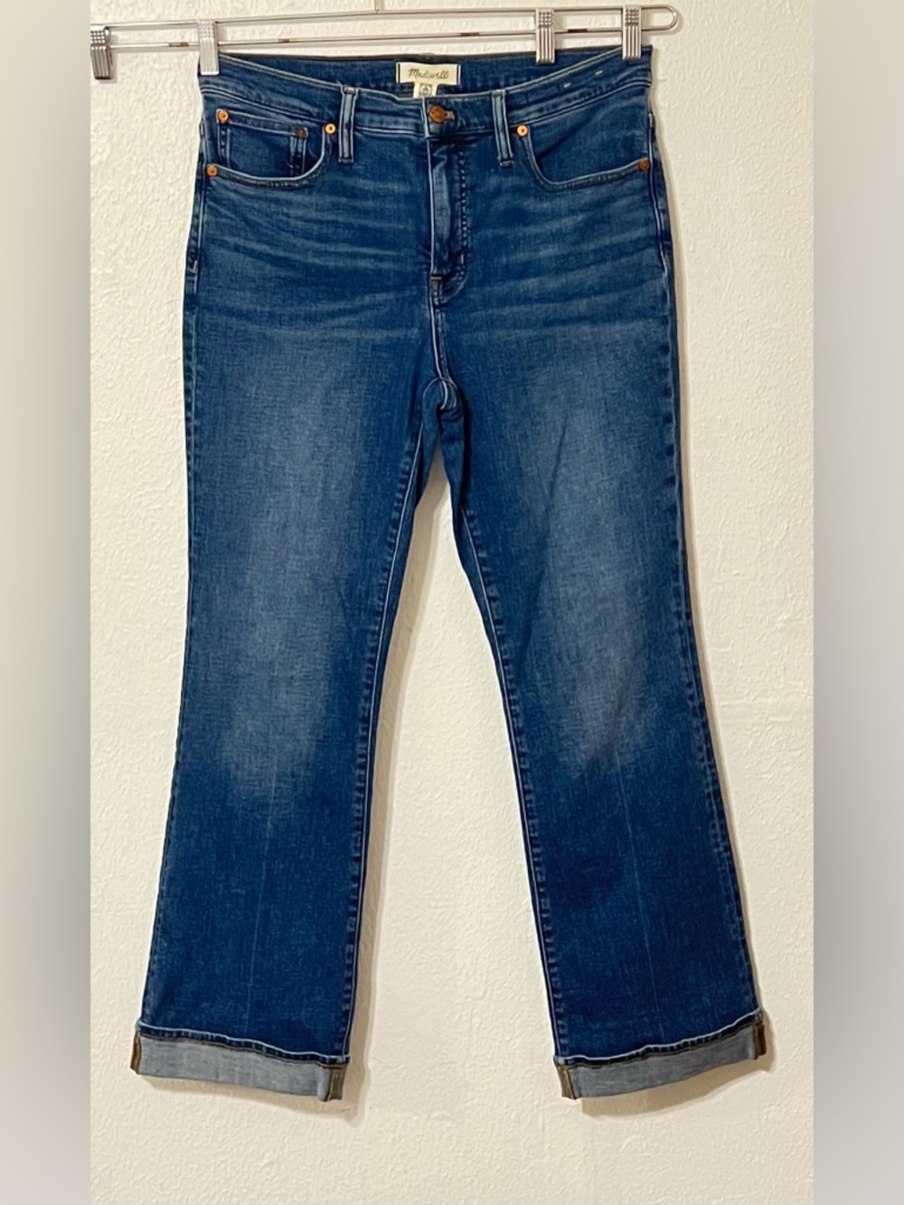 Madewell  Kick out Leg Jeans in a medium wash Cotton Altered to 30 length
